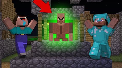 Noob Vs Pro Found Secret Base Monster Villager In The Village Minecraft