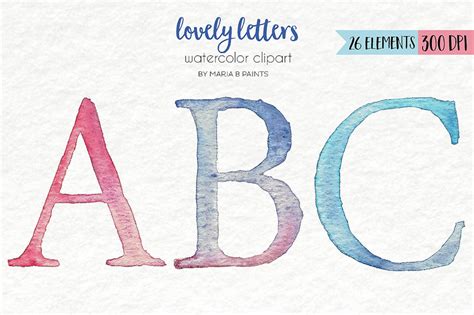 Watercolor Clip Art Alphabet Personal Use Instant Etsy Uk