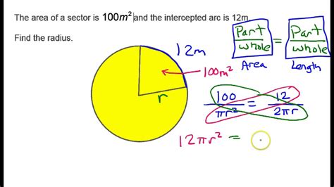 The arc of a circle: Find the radius given sector area and arc length - YouTube