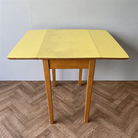 Square Dining Table With Yellow Formica Table Top 1960s