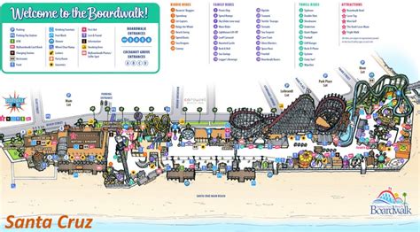 Santa Cruz Beach Boardwalk Attractions Map California
