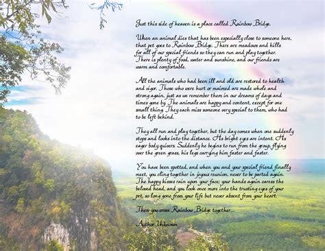 Rainbow Bridge Dog Poem Printable