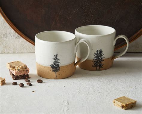 Set Of White Ceramic Mugs Pottery Handmade Coffee Mugs Set Etsy