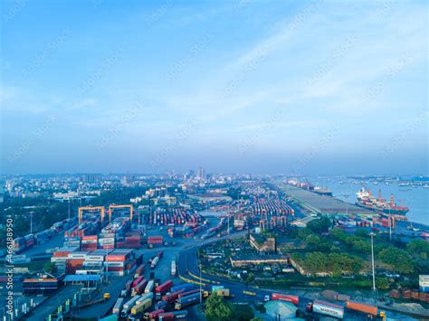 Chittagong Port Drone View Bangladesh Shipping Container Commerical