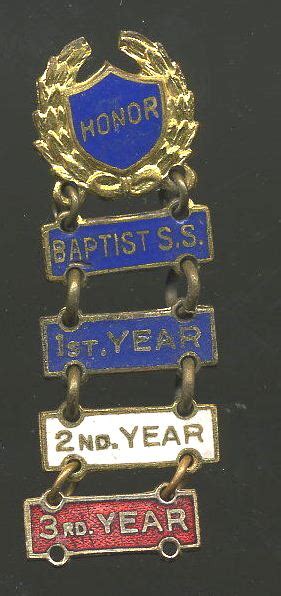 Sunday School Attendance Pins A Hundred Years Ago