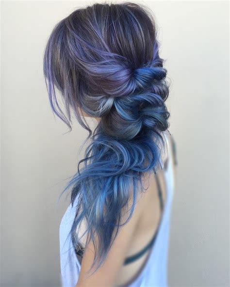 Long brown hair and blue highlights seem to be a perfect match. 40 Perfectly Imperfect Messy Hairstyles for All Lengths ...