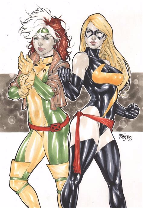 Rogue And Miss Marvel By Fredbenes On Deviantart
