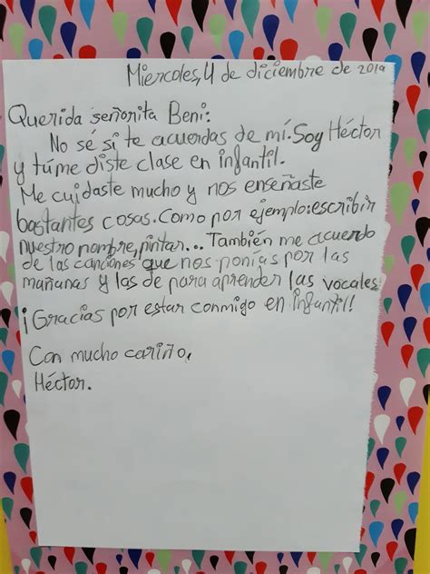Carta De Agradecimiento A Una Maestra Infantil T Cart