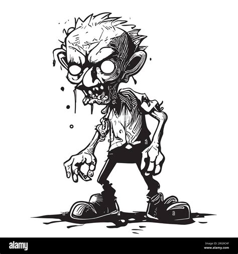 Zombie Cartoon Hand Drawn Sketch Vector Illustration Halloween Stock