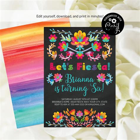Whether if you're performing a fancy. Fiesta Birthday Party Invitation Editable Template Lets ...