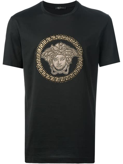 Lyst Versace Black Medusa Print Cotton T Shirt In Black For Men