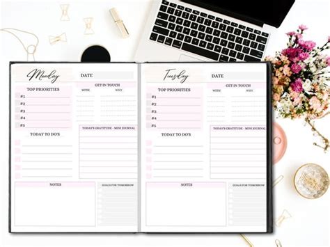 Daily Planner Printable Daily Planner Template Etsy