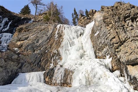 Shae Frozen Water In The Waterfall In Altai Republic Siberia Russia