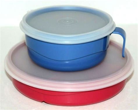 Tupperware Baby Feeding Set Vintage Divided Dish And Handled Bowl Blue