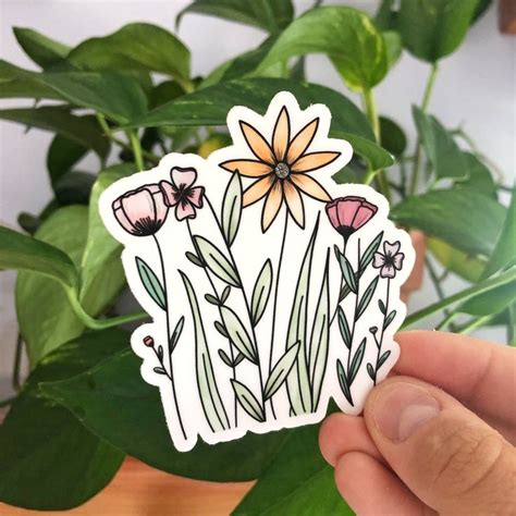 Floral Sticker For Laptop Cute Flower Sticker For Journal Etsy