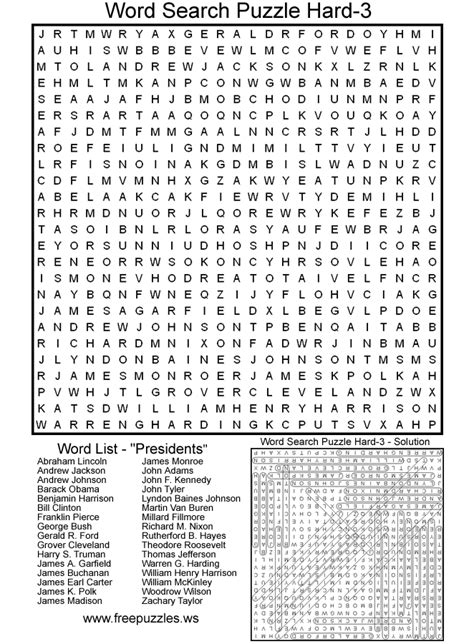 Hard Printable Word Searches