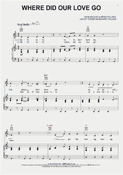 Where Did Our Love Go Piano Sheet Music Onlinepianist