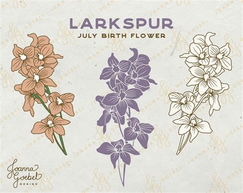 Larkspur Svg July Birth Flower Svg Layered Flower Svg Joanna Goebel