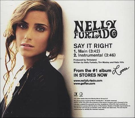 Nelly Furtado Say It Right Us Promo Cd Single Cd5 5 379619