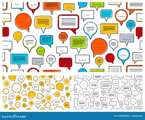 Speech Bubbles Seamless Vector Background Set Endless Pattern With