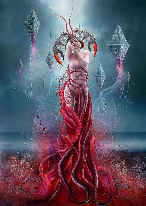 tentacle girl fantasy digital portrait by vasylina holodilina science fiction future fantasy