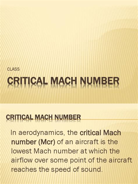 Critical Mach Number Mach Number Dynamics Mechanics
