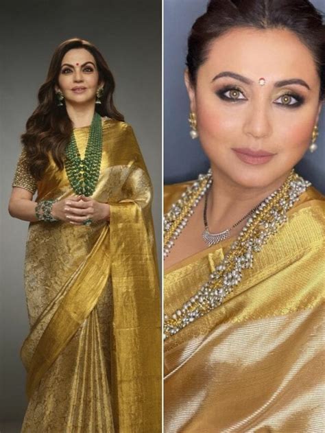 Nita Ambani To Rani Mukerji Celebs In Elegant Golden Sarees
