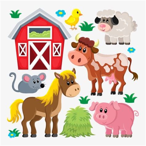 Farm Animals Cute Animals Farm Cartoon Farm Vector Vector Clipart