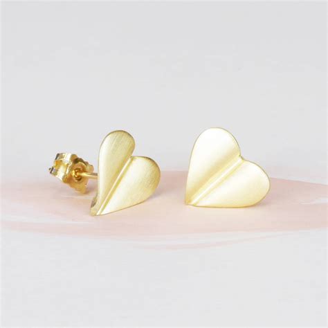 love grows 9ct gold heart earrings by louise mary