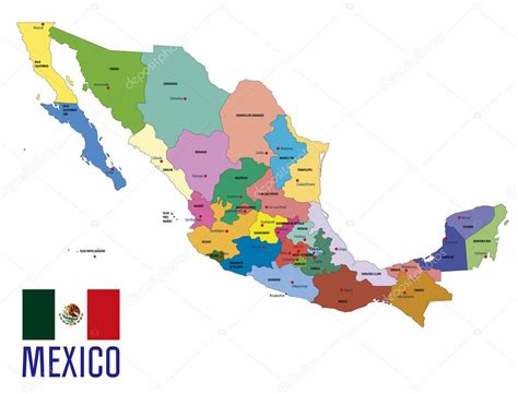 Vector Mapa Político Altamente Detallado De México Con Regiones Y Sus
