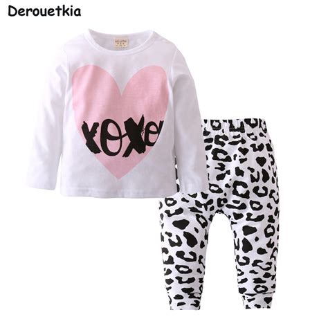 New 2018 Cute Baby Girl Clothes Casual Cotton Pink Heart