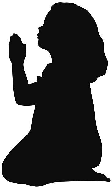 Child Praying Silhouette Clipart