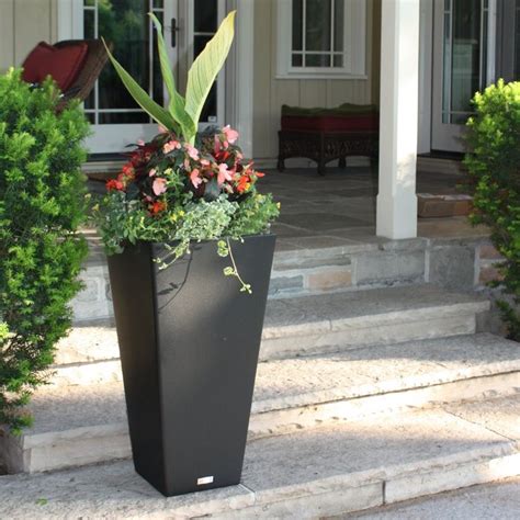 Veradek V Resin Taper Tall Planter Black 30 In