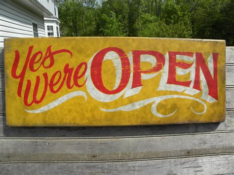 Open Sign Hand Painted Faux Vintage Wooden Sign