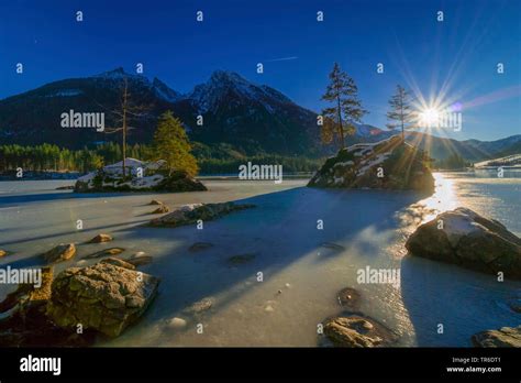 Frozen Lake Hintersee Germany Bavaria Berchtesgadener Land