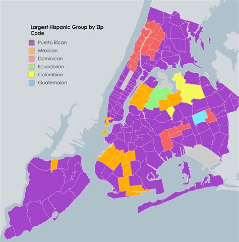 Map Of New York Citys Largest Hispanic Ethnic Group In Each Zip Code