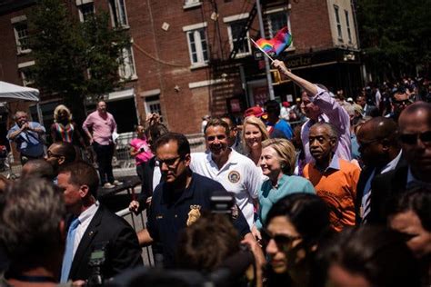 hillary clinton surprises by attending pride parade in new york the new york times