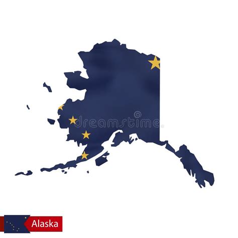 Alaska State Map With Waving Flag Of Us State Stock Vector