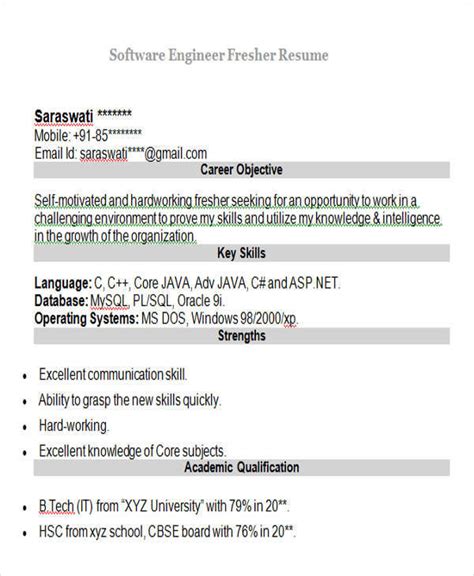 Read through this extensive fresher resume format guide and use these sample formats to quickly create job winning resumes. Free 42 Professional Fresher Resume Templates In Pdf Ms Word
