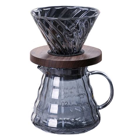 Pour Over Coffee Set V60 Dripper 500ml Coffee Server Glass Funnel Drip