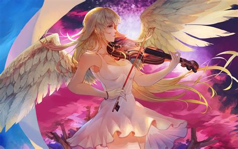 anime angel manga white qidai wings luminos fantasy girl feather blue hd wallpaper
