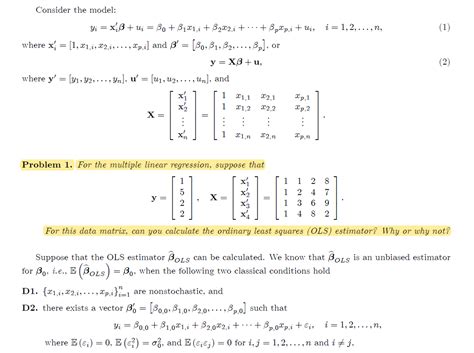 Solved Consider The Model Yi ¿ 1 2 N 1 X ß U