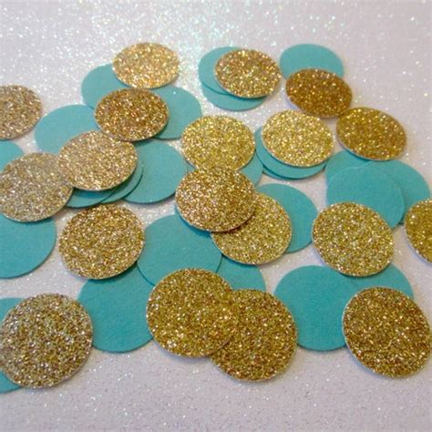 Teal And Gold Glitter Confetti Teal Party Decor Teal And Gold Etsy