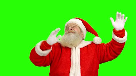 Santa Claus Gesturing Green Screen Santa With Raised Hands Stock