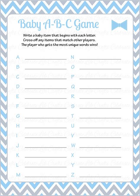 Baby Abcs Baby Shower Game Little Man Baby Shower Theme For Baby Boy
