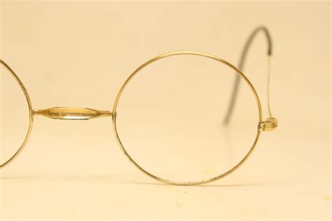 Antique Round Windsor Eyeglasses Gold Vintage Glasses 40mm Lennon