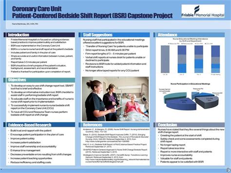 For my capstone poster, i wanted to hit the topic of self harm, and how it should not be glorified or seen as okay. Patient-Centered Bedside Shift Report BSR Capstone Poster ...