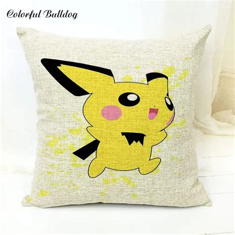 Japanese Anime Cushion Cover 4343cm Kawaii Pokemon Design Side Print