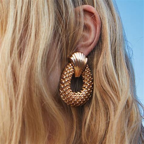 Meidi New Pineapple Design Gold Drop Earrings Big Metal Earrings Dangle
