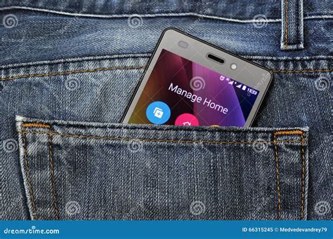 Mobile Phone Cellphone In Back Pocket Blue Jeans Stock Image Image